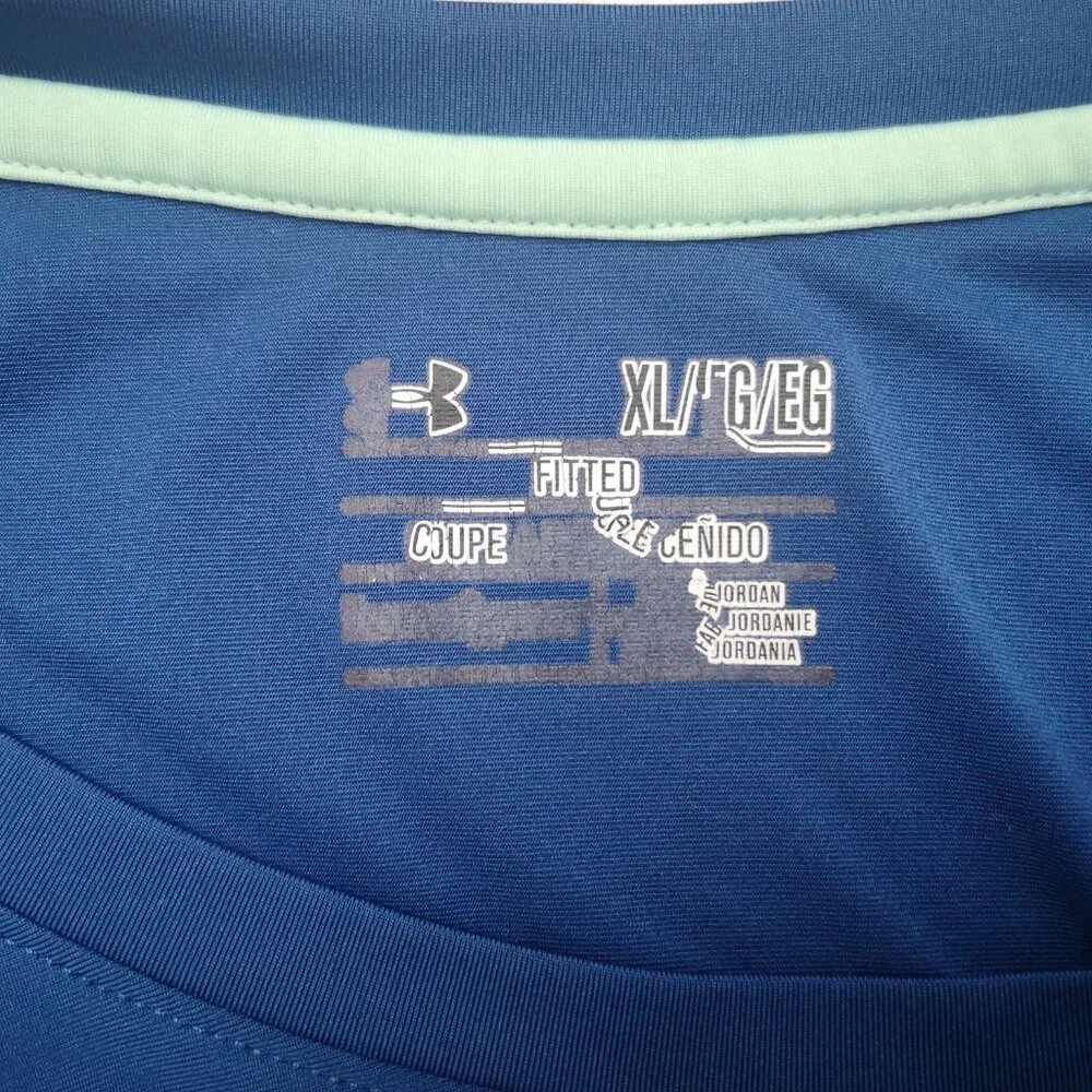 Under Armour Fitted Ladies Size XL Blue Grey Mint Green Long Sleeve Polo - Picture 3 of 7